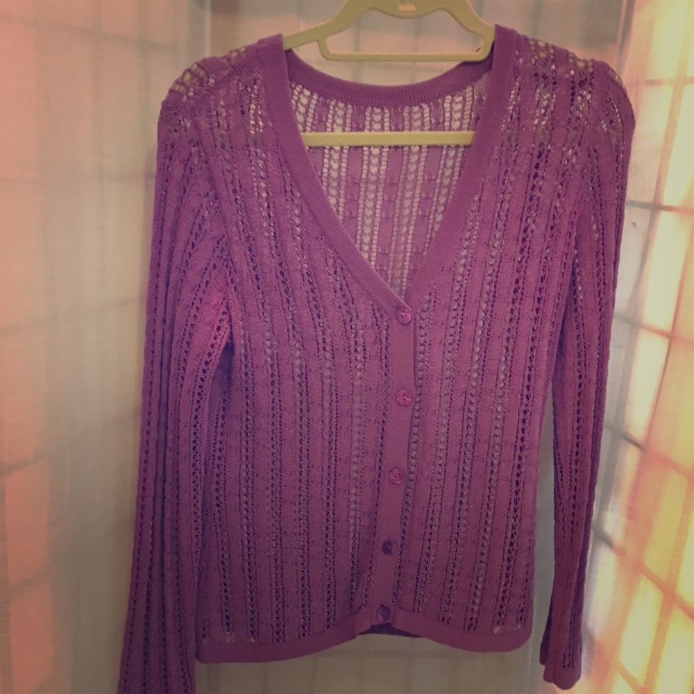 Purple crocheted sweater from Talbots